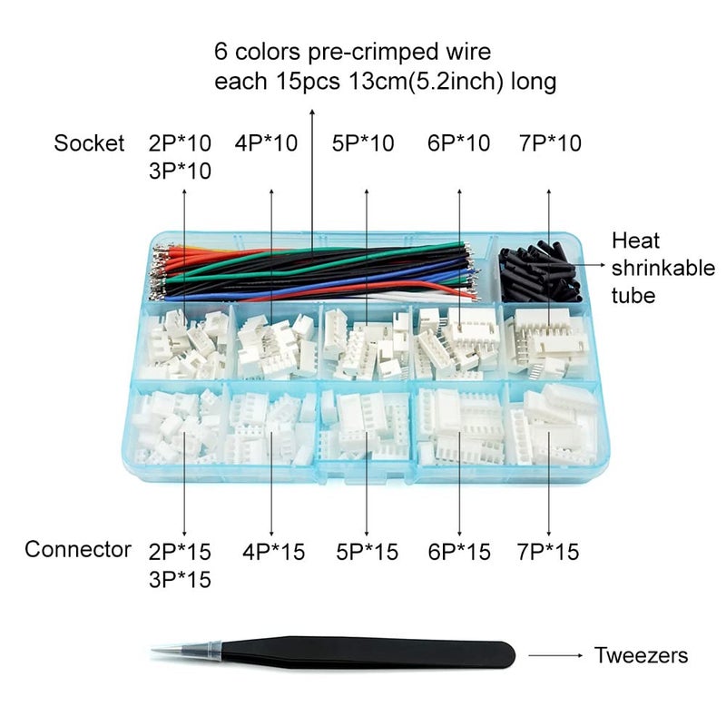 elechawk 2.54mm XH Connector Socket Kit with pre-Crimped Cable Wire 2/3/4/5/6/7 Pin Housing JST Adapter Cable Male and Female Compatible with JST-XH Connector (Connector&Socket) - Image 2